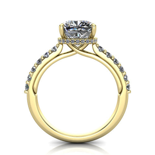 Allison Cushion Shape Hidden Halo Engagement Ring in 18K Yellow Gold
