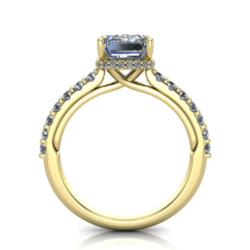 Allison Emerald Shape Hidden Halo Engagement Ring in 14K Yellow Gold