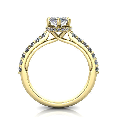 Allison Marquise Shape Hidden Halo Engagement Ring in 18K Yellow Gold