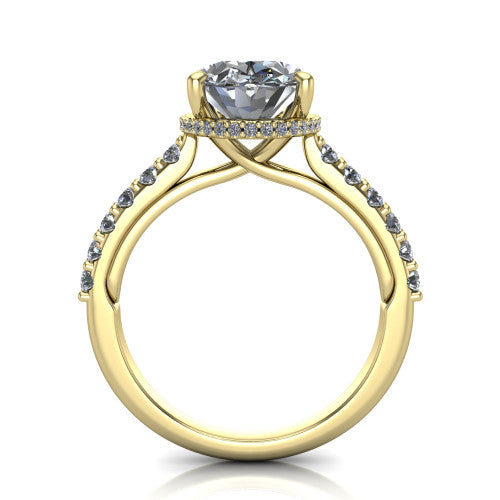 Allison Oval Shape Hidden Halo Engagement Ring in 14K Yellow Gold