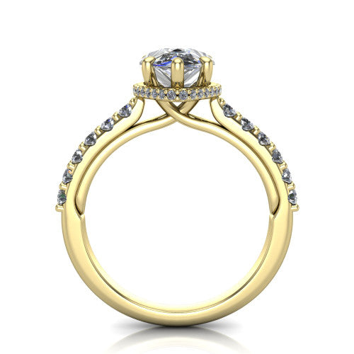 Allison Pear Shape Hidden Halo Engagement Ring in 14K Yellow Gold