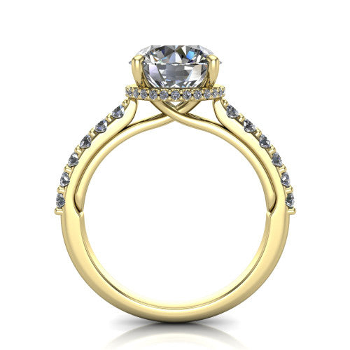 Allison Round Shape Hidden Halo Engagement Ring in 18K Yellow Gold