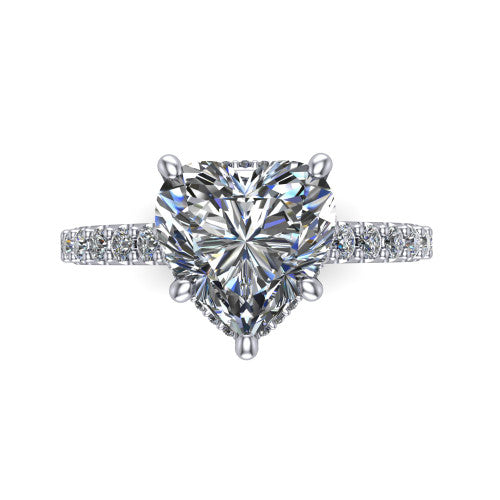 Allison Heart Shape Hidden Halo Engagement Ring in 14K White Gold