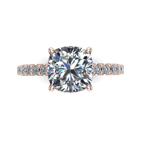 Allison Cushion Shape Hidden Halo Engagement Ring in 14K Rose Gold
