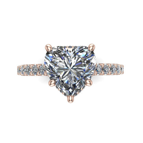Allison Heart Shape Hidden Halo Engagement Ring in 14K Rose Gold