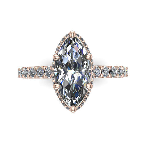 Allison Marquise Shape Hidden Halo Engagement Ring in 14K Rose Gold