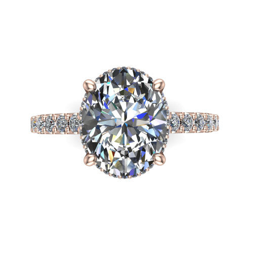 Allison Oval Shape Hidden Halo Engagement Ring in 18K Rose Gold