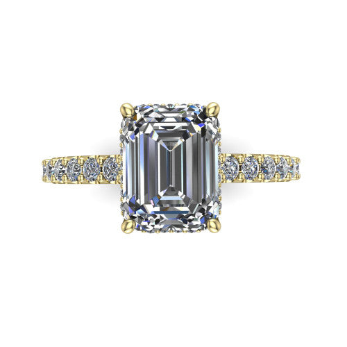 Allison Emerald Shape Hidden Halo Engagement Ring in 18K Yellow Gold