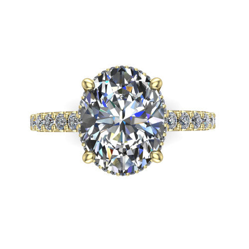 Allison Oval Shape Hidden Halo Engagement Ring in 18K Yellow Gold