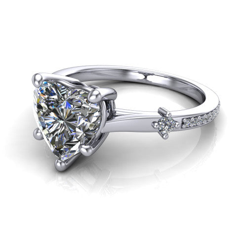 Vivian Heart Shape Classic Engagement Ring in 14K White Gold