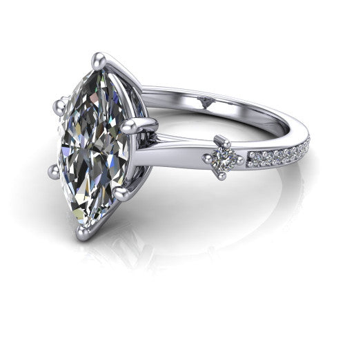 Vivian Marquise Shape Classic Engagement Ring in 14K White Gold