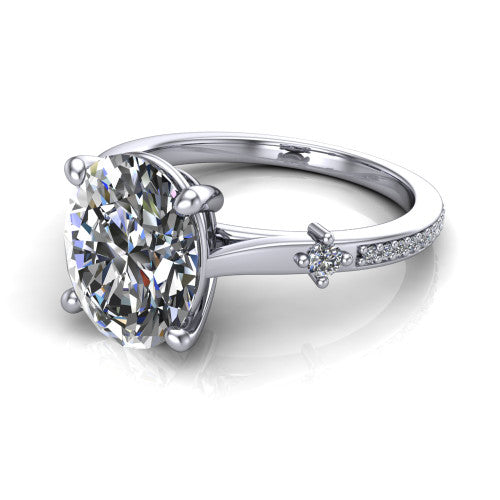 Vivian Oval Shape Classic Engagement Ring in Platinum
