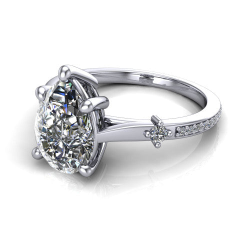 Vivian Pear Shape Classic Engagement Ring in Platinum