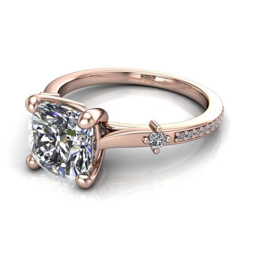Vivian Cushion Shape Classic Engagement Ring in 18K Rose Gold