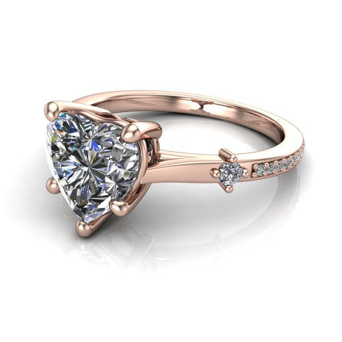 Vivian Heart Shape Classic Engagement Ring in 18K Rose Gold