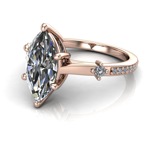 Vivian Marquise Shape Classic Engagement Ring in 14K Rose Gold