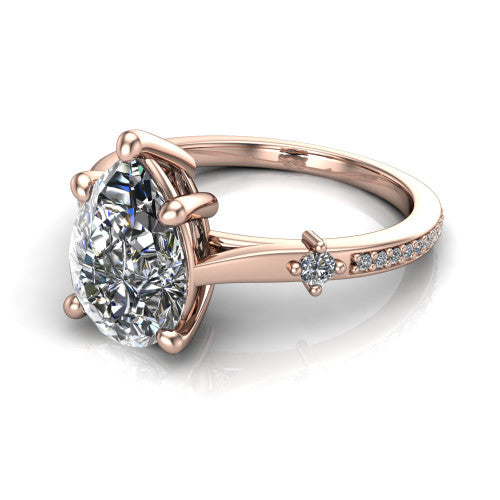 Vivian Pear Shape Classic Engagement Ring in 14K Rose Gold