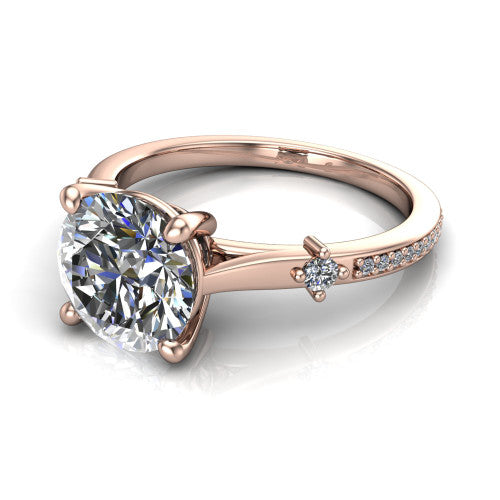 Vivian Round Shape Classic Engagement Ring in 18K Rose Gold