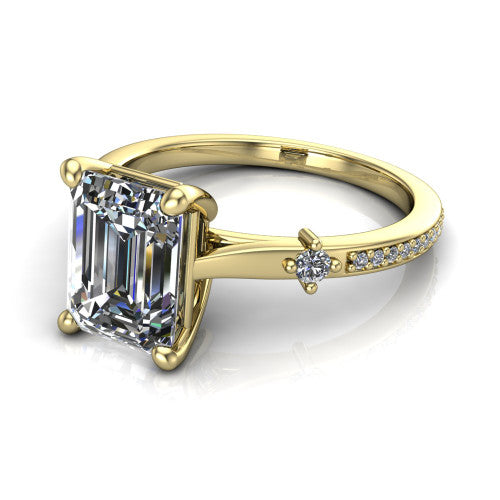 Vivian Emerald Shape Classic Engagement Ring in 18K Yellow Gold