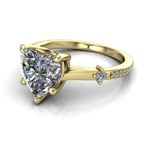Vivian Heart Shape Classic Engagement Ring in 18K Yellow Gold