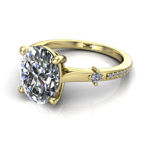 Vivian Oval Shape Classic Engagement Ring in 14K Yellow Gold