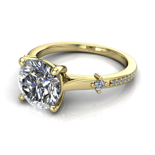 Vivian Round Shape Classic Engagement Ring in 14K Yellow Gold