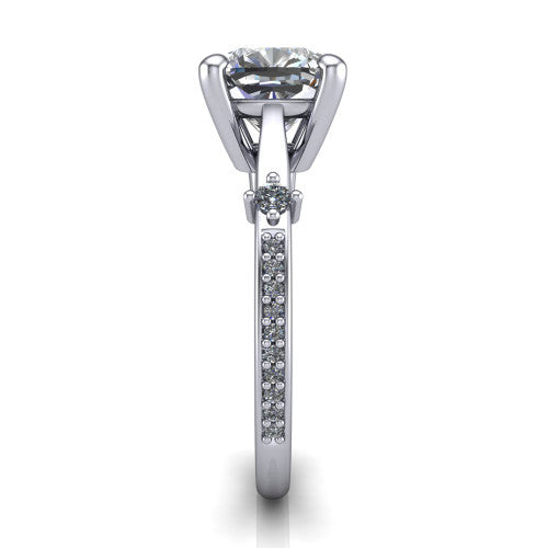 Vivian Cushion Shape Classic Engagement Ring in 14K White Gold