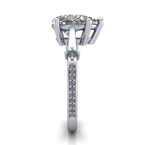Vivian Pear Shape Classic Engagement Ring in 18K White Gold