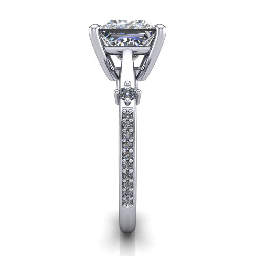 Vivian Princess Shape Classic Engagement Ring in 14K White Gold