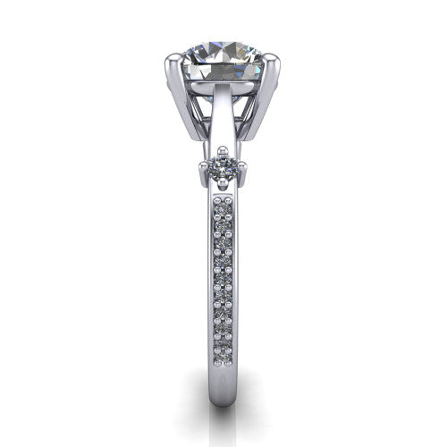 Vivian Round Shape Classic Engagement Ring in Platinum