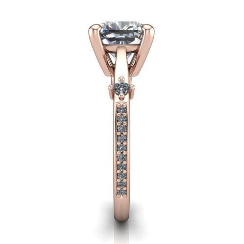 Vivian Cushion Shape Classic Engagement Ring in 14K Rose Gold
