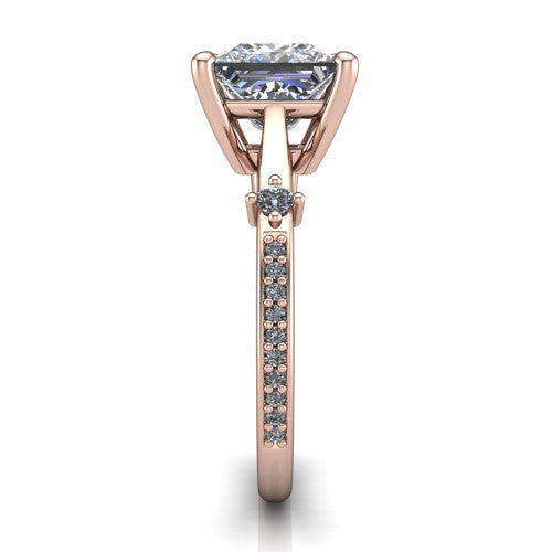 Vivian Princess Shape Classic Engagement Ring in 18K Rose Gold