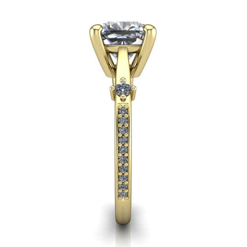 Vivian Cushion Shape Classic Engagement Ring in 14K Yellow Gold