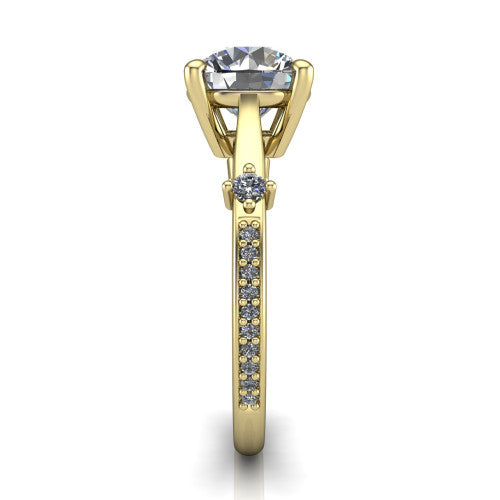 Vivian Round Shape Classic Engagement Ring in 14K Yellow Gold