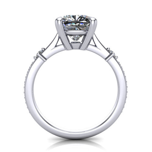Vivian Cushion Shape Classic Engagement Ring in Platinum