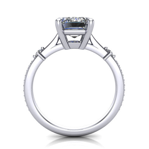 Vivian Emerald Shape Classic Engagement Ring in 14K White Gold