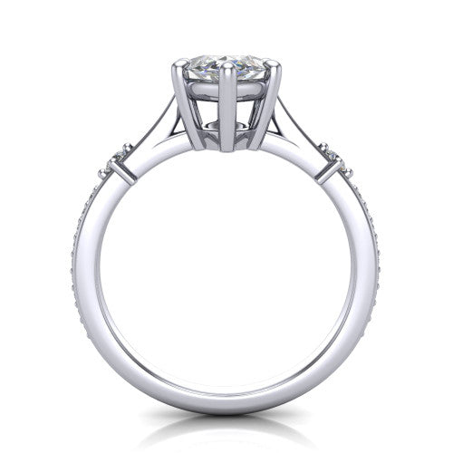 Vivian Marquise Shape Classic Engagement Ring in 14K White Gold
