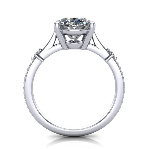 Vivian Oval Shape Classic Engagement Ring in 14K White Gold