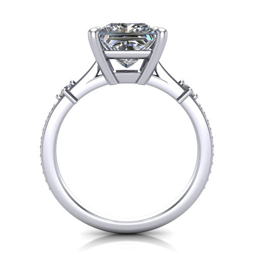 Vivian Princess Shape Classic Engagement Ring in 18K White Gold