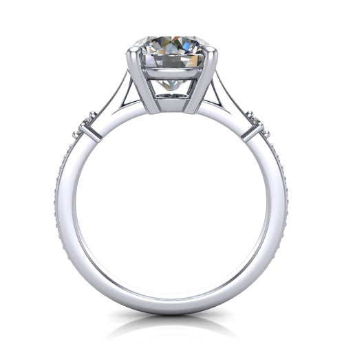 Vivian Round Shape Classic Engagement Ring in 14K White Gold