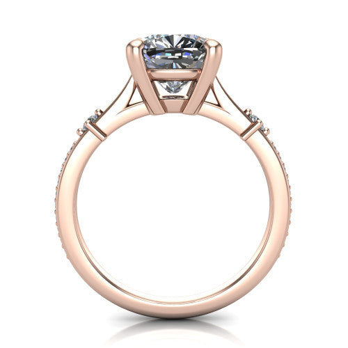 Vivian Cushion Shape Classic Engagement Ring in 18K Rose Gold