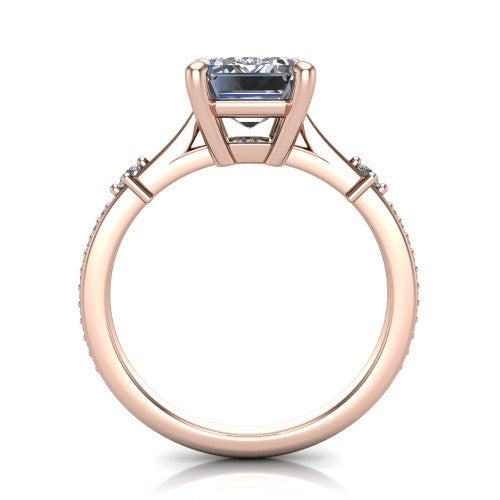 Vivian Emerald Shape Classic Engagement Ring in 18K Rose Gold