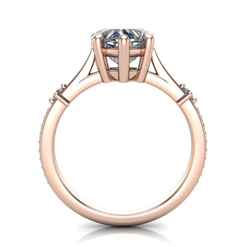 Vivian Heart Shape Classic Engagement Ring in 14K Rose Gold