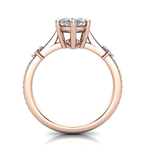 Vivian Marquise Shape Classic Engagement Ring in 14K Rose Gold