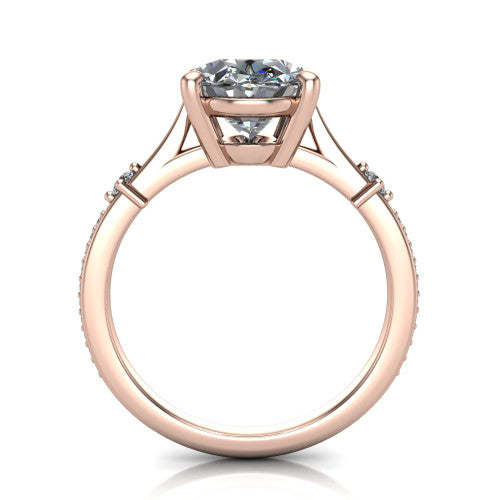 Vivian Oval Shape Classic Engagement Ring in 18K Rose Gold