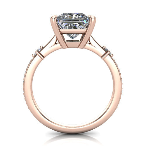Vivian Princess Shape Classic Engagement Ring in 18K Rose Gold