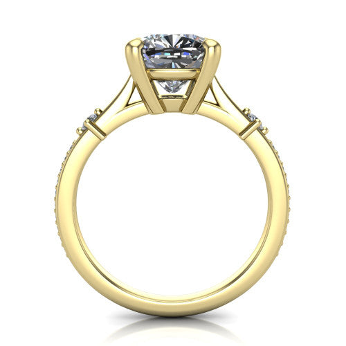 Vivian Cushion Shape Classic Engagement Ring in 14K Yellow Gold