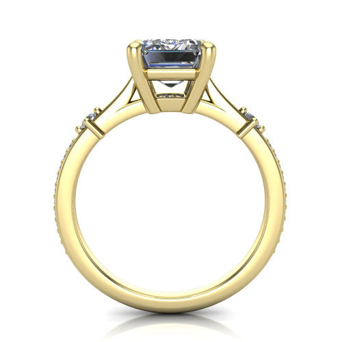 Vivian Emerald Shape Classic Engagement Ring in 18K Yellow Gold