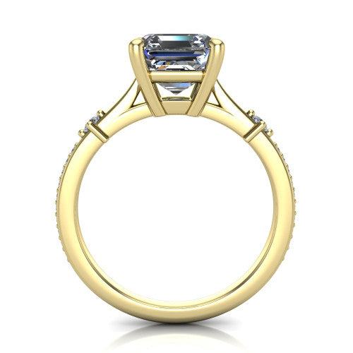 Vivian Square Emerald Shape Classic Engagement Ring in 14K Yellow Gold