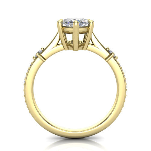 Vivian Marquise Shape Classic Engagement Ring in 14K Yellow Gold